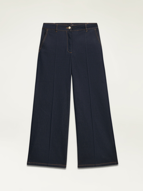 Dark blue rinse cropped wide-leg jeans