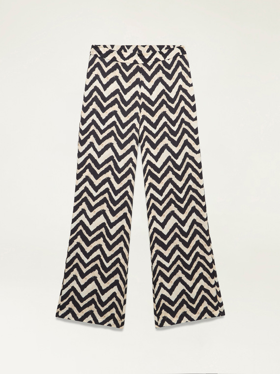 Wide leg trousers in patterned satin
