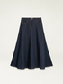 Dark blue denim rinse long skirt image number 4