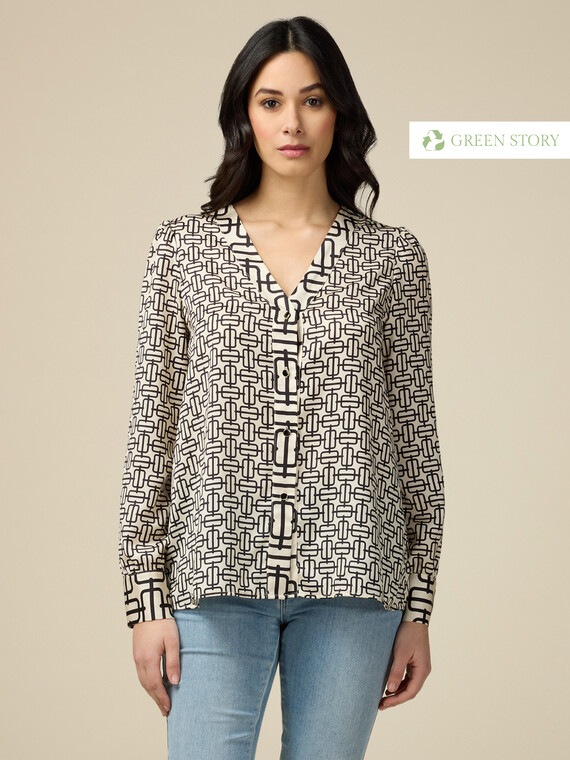 Optical patterned satin shirt