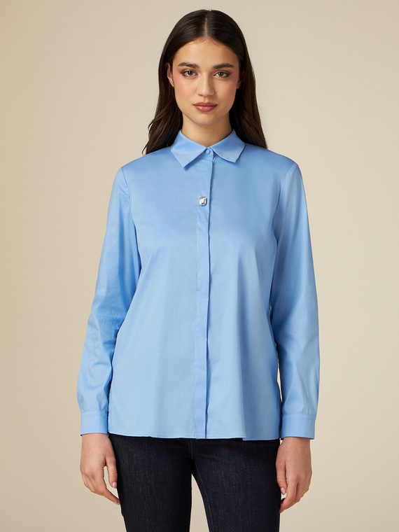 Poplin shirt with embroidered stone