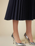 Long pleated denim skirt image number 2