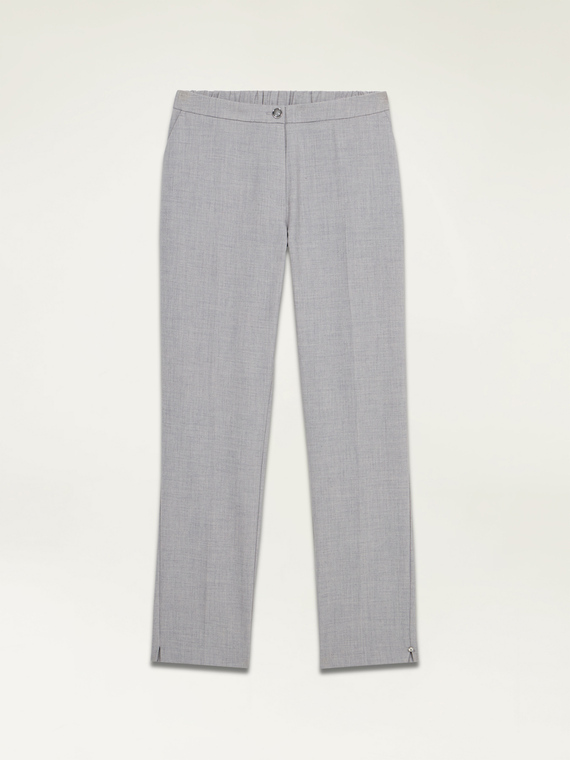 Mélange fabric stovepipe trousers