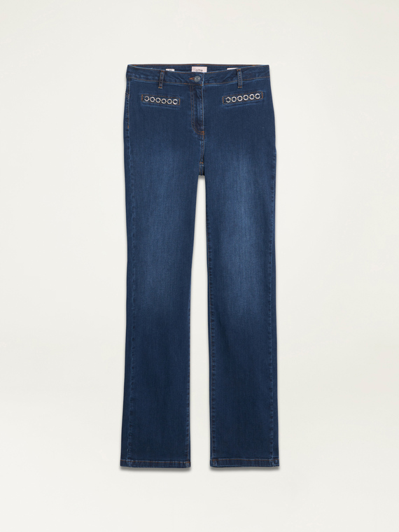 Eco-friendly regular jeans with jewel chains
