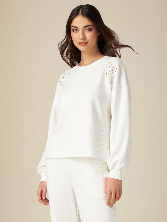 Broderie anglaise embroidery sweatshirt