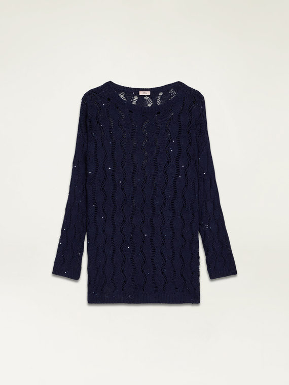Openwork sweater with tiny sequins