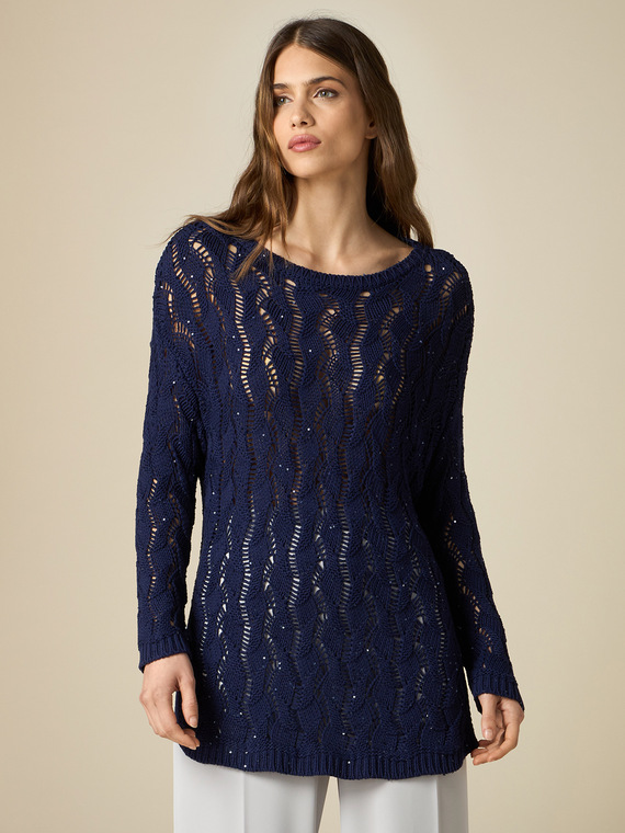 Openwork sweater with tiny sequins
