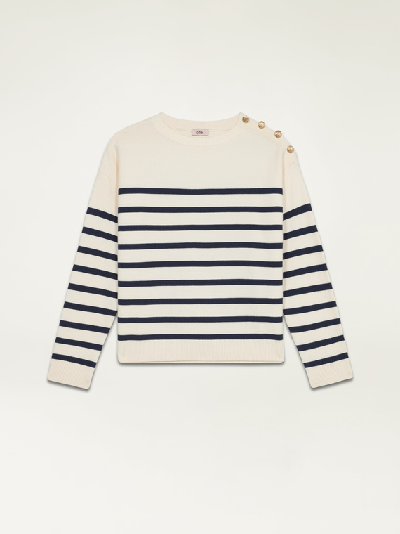 Striped sweater with button detail
