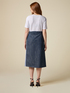 Flared denim skirt with pleated detail image number 1