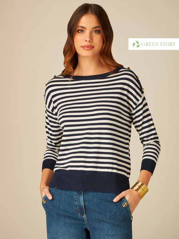 Striped eco-viscose sweater