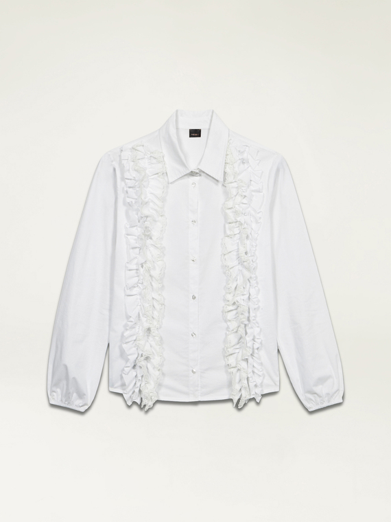 poplin shirt with ruching and lace