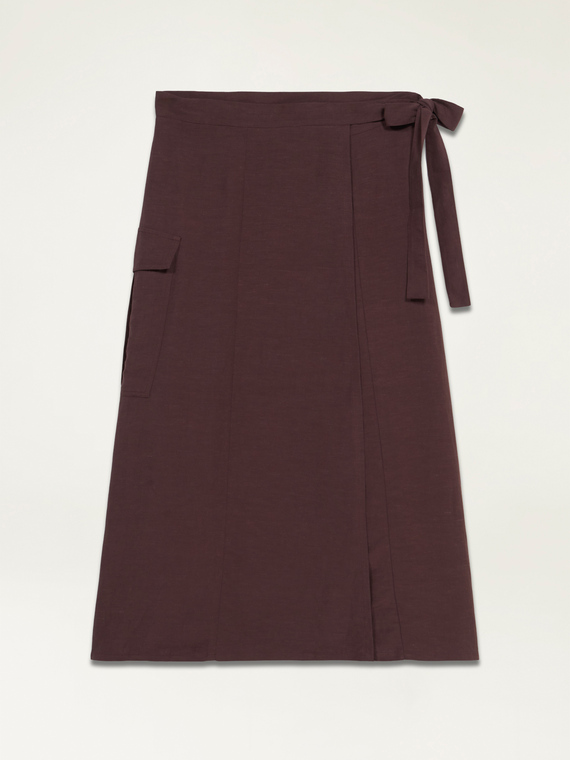 Wraparound linen blend skirt