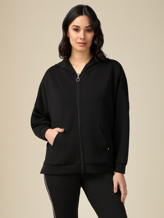 Silky touch sweatshirt with zip and hood