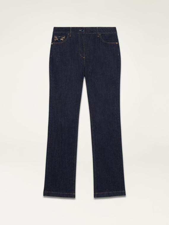 Regular blue rinse eco-friendly jeans with buckle