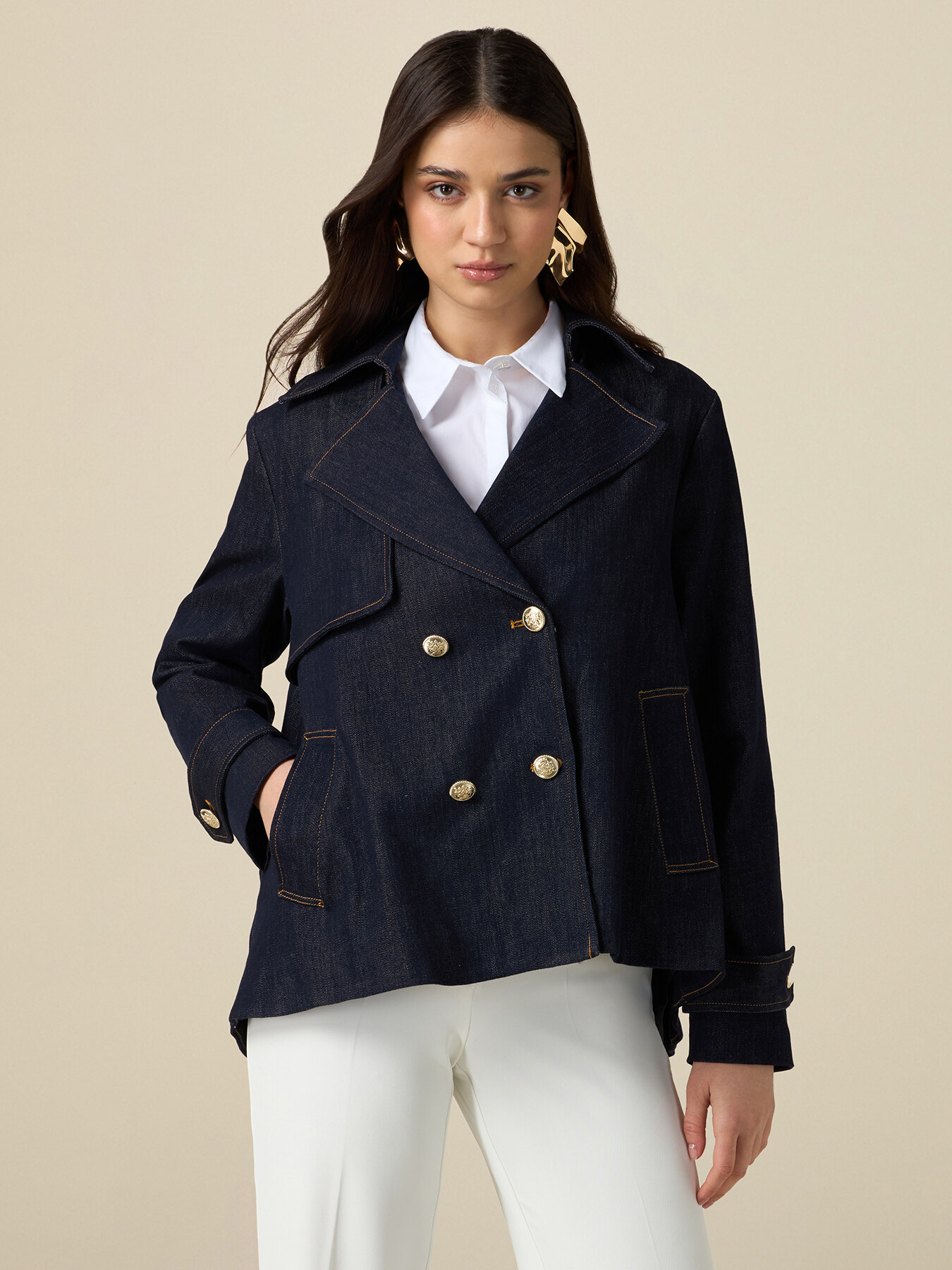 Trench corto in denim image number 0