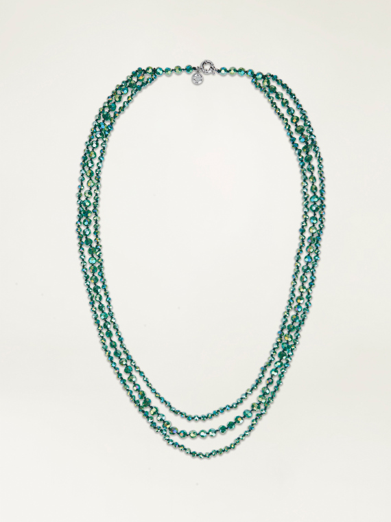 Multi-strand necklace with green stones