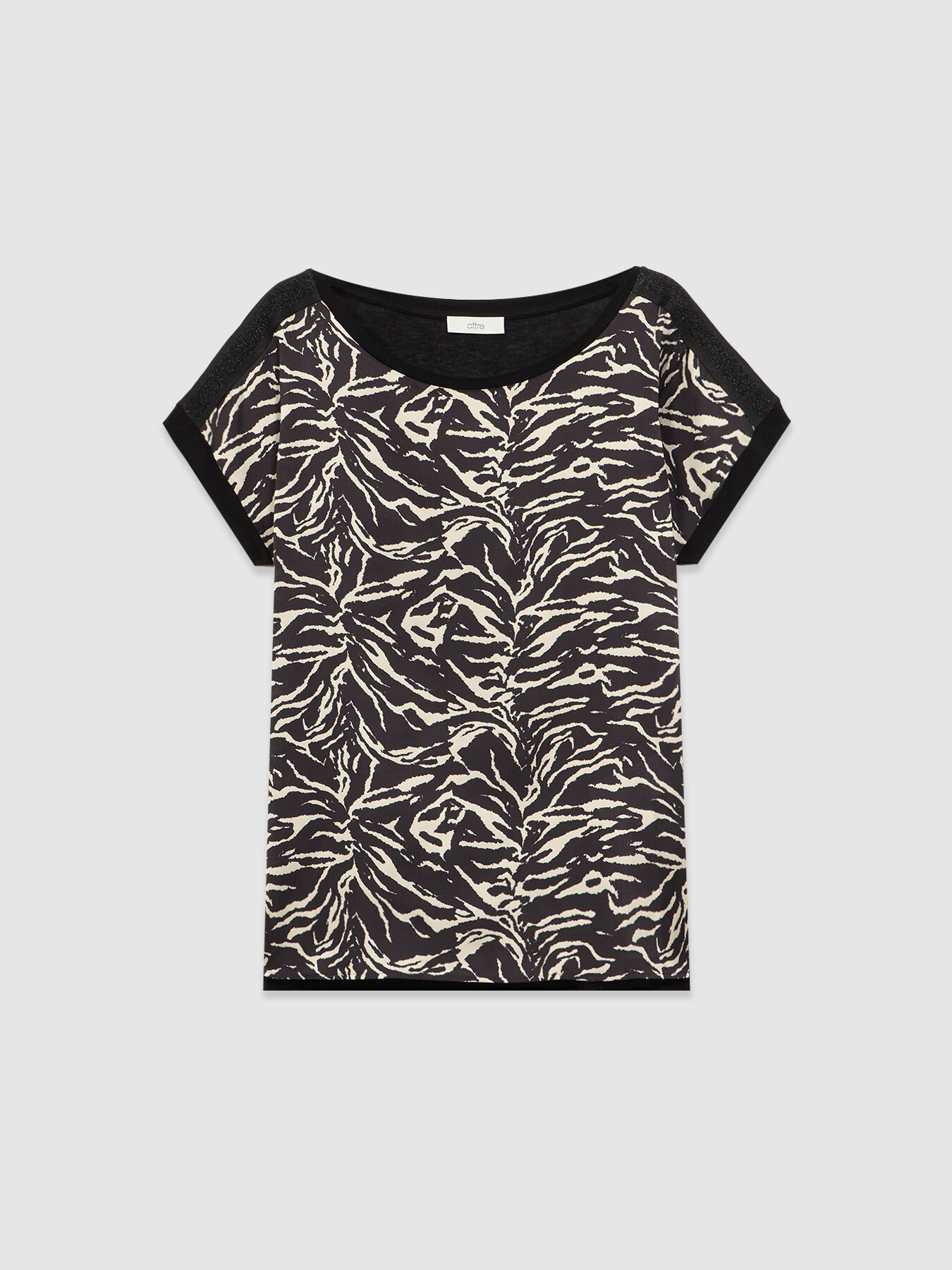 T-shirt bimaterica stampa animalier image number 4