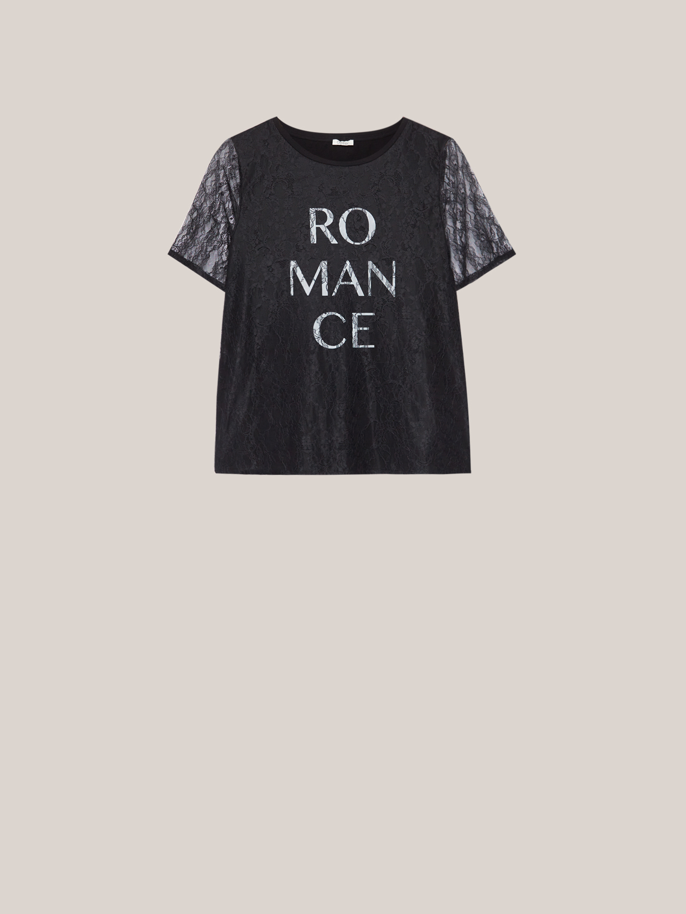 T-Shirt mit Aufdruck und Spitze image number 4