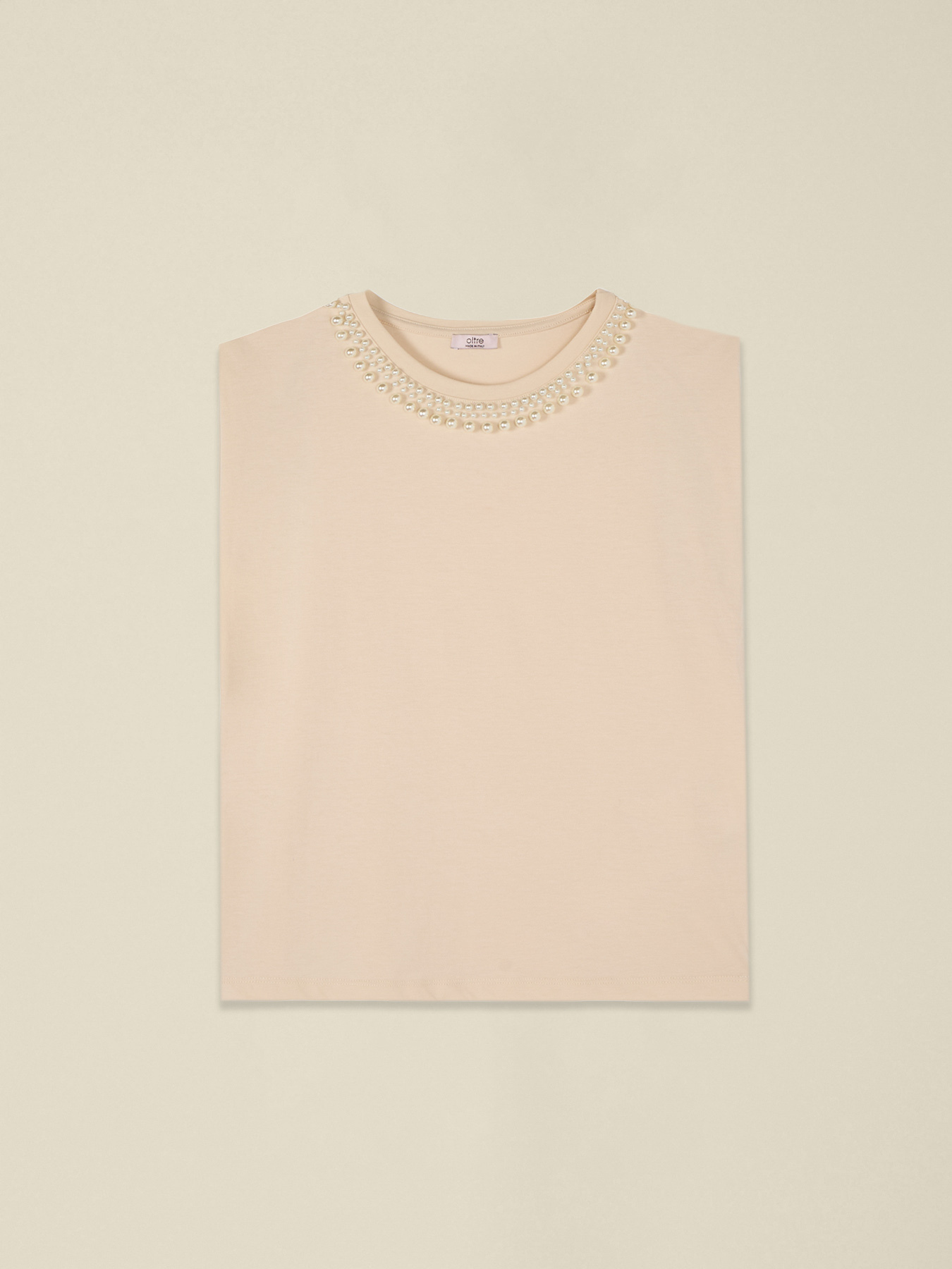 Cotton t-shirt with pearls image number 3