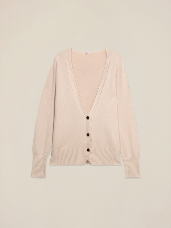 Cardigan scollo a V con bottoni dorati