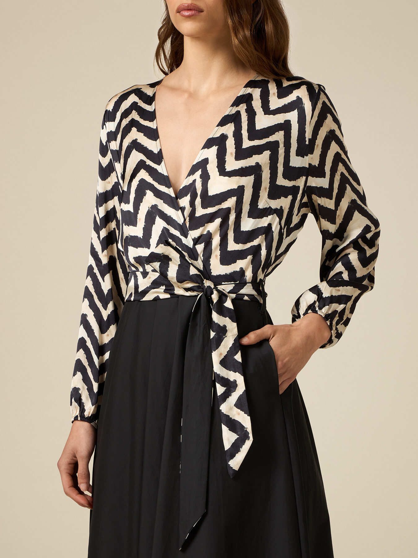 Rochie lungă cu părți cu model image number 3