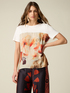 T-shirt con inserto in raso stampato image number 0