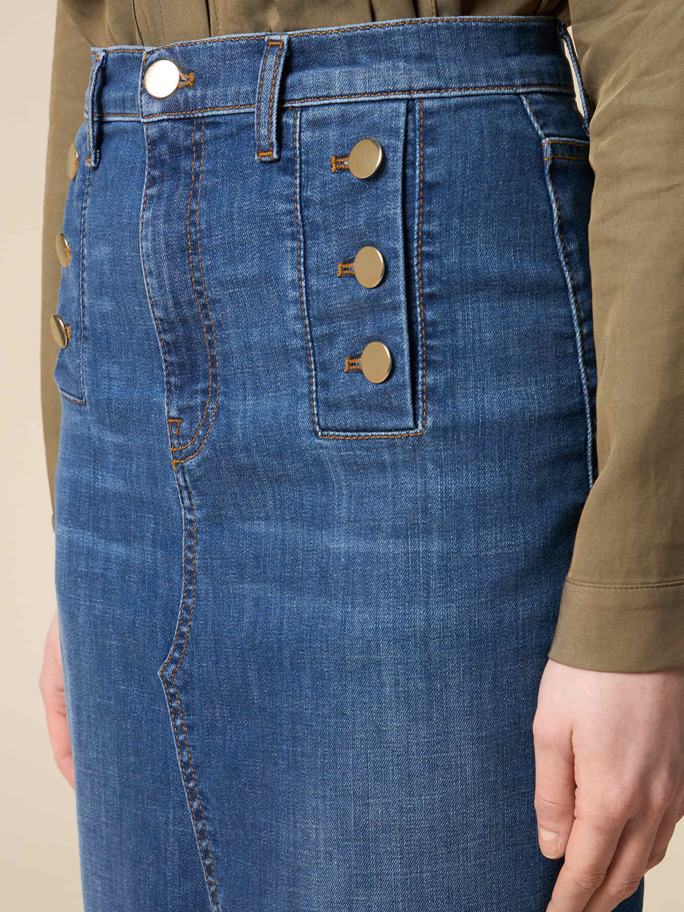 Falda de tubo de tela vaquera image number 2