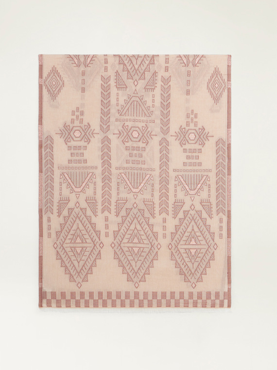 Scarf with ethnic embroidery