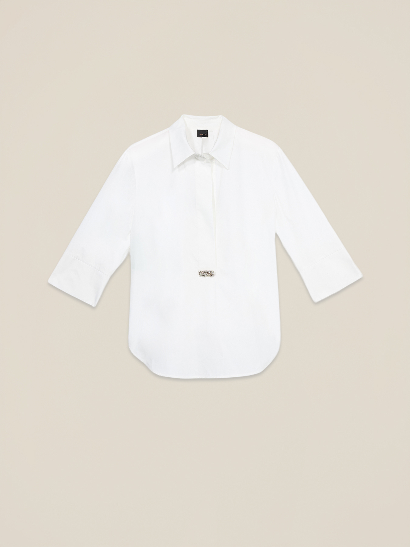 Blusa over in popeline con dettaglio gioiello image number 3