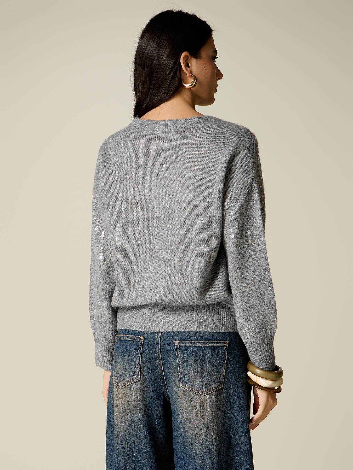 Maglia misto lana con paillettes image number 1