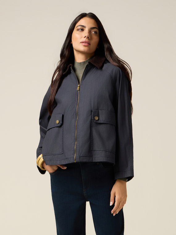 Parka corto in cotone con cappuccio