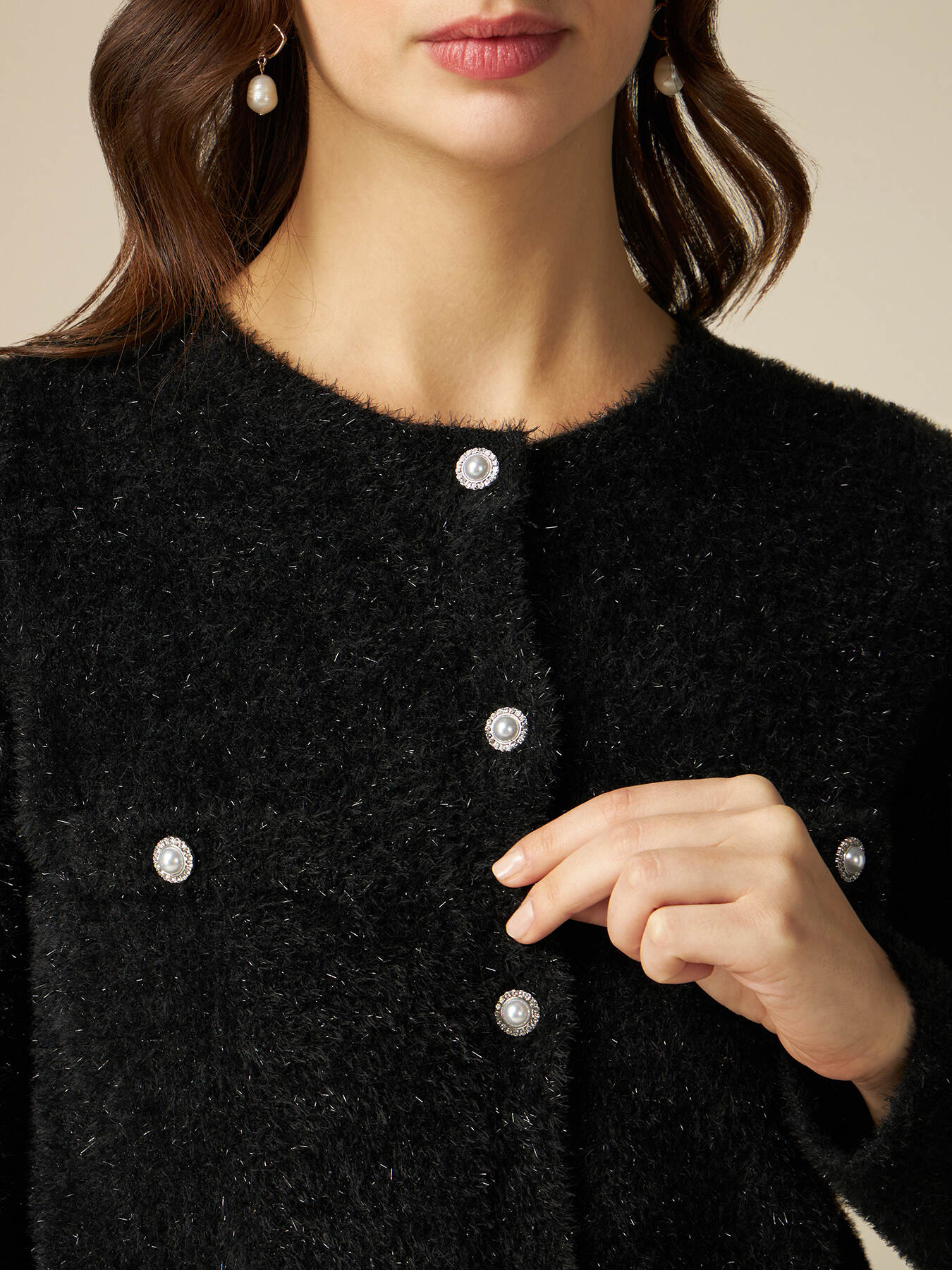 Plush effect lurex cardigan image number 2