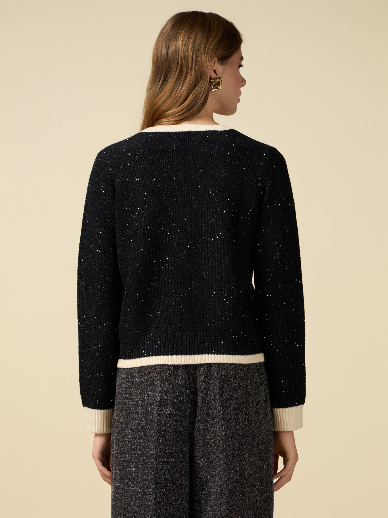 Cardigan bicolor effetto giacca image number 1