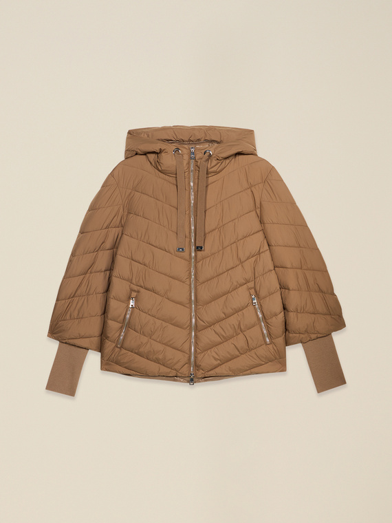 Down jacket with ribbed cuffs