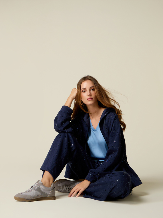 Joggers in sweatshirt fabric with sequins