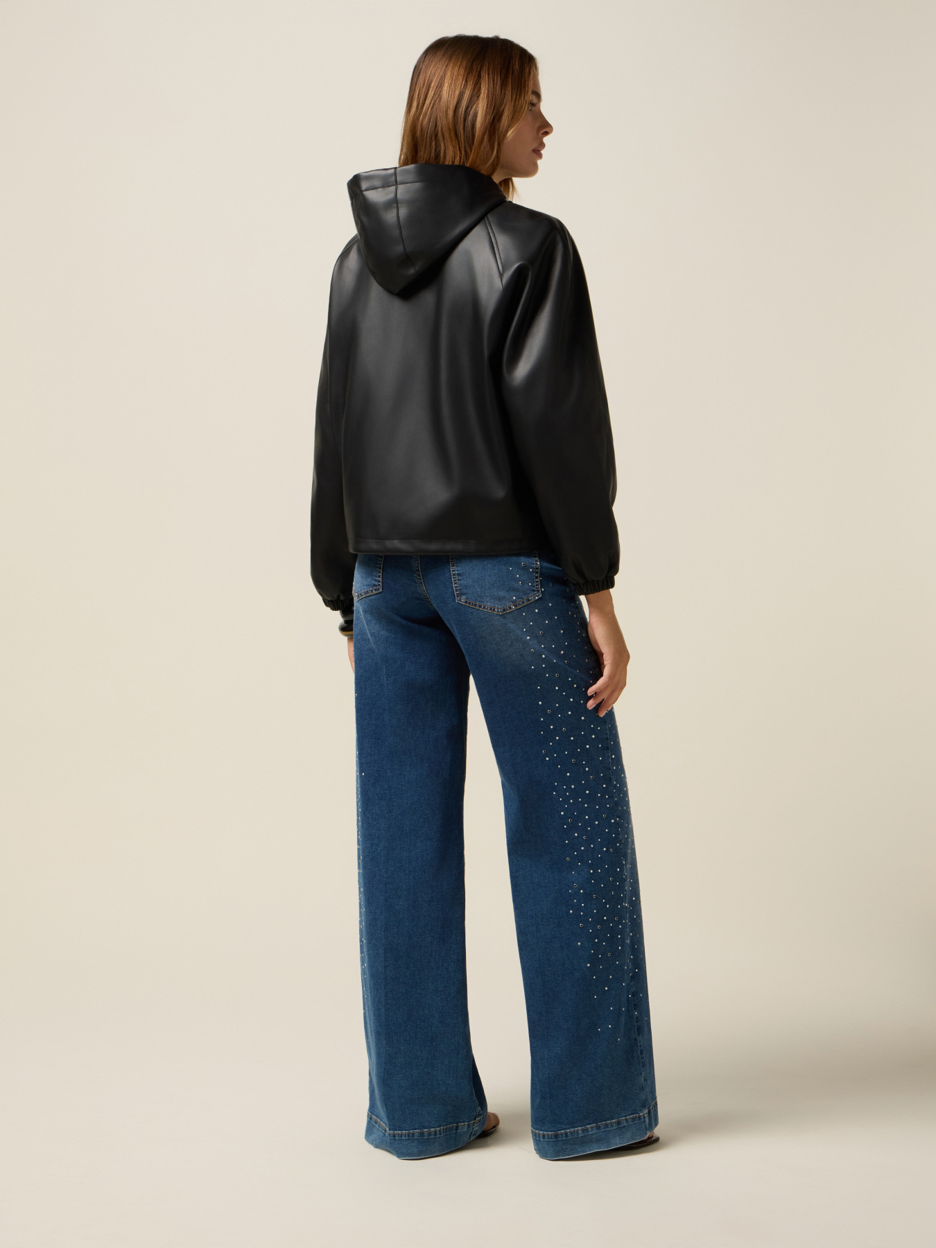Short jacket with hood and zip image number 1