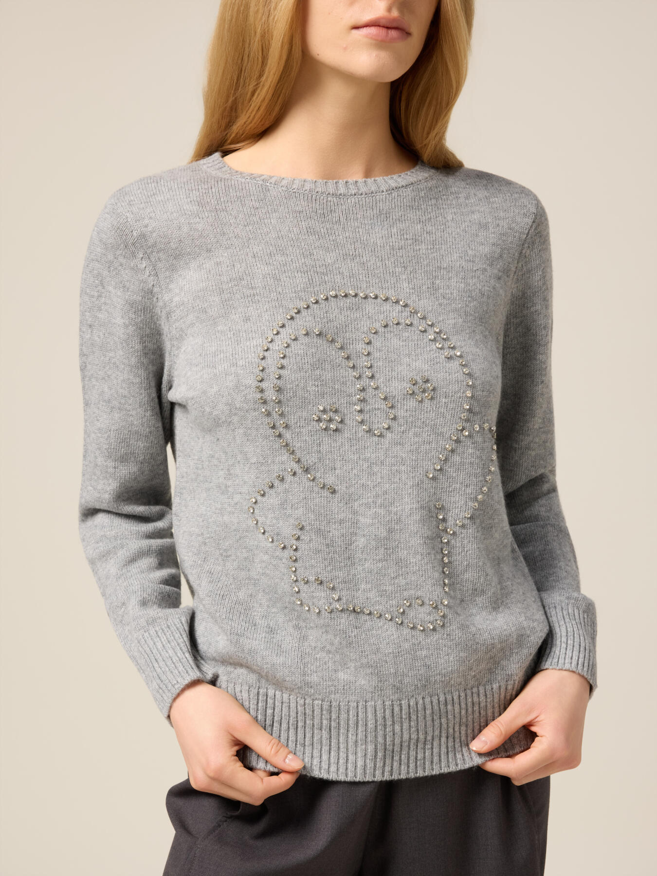 Mixed cashmere sweater with crystals image number 2