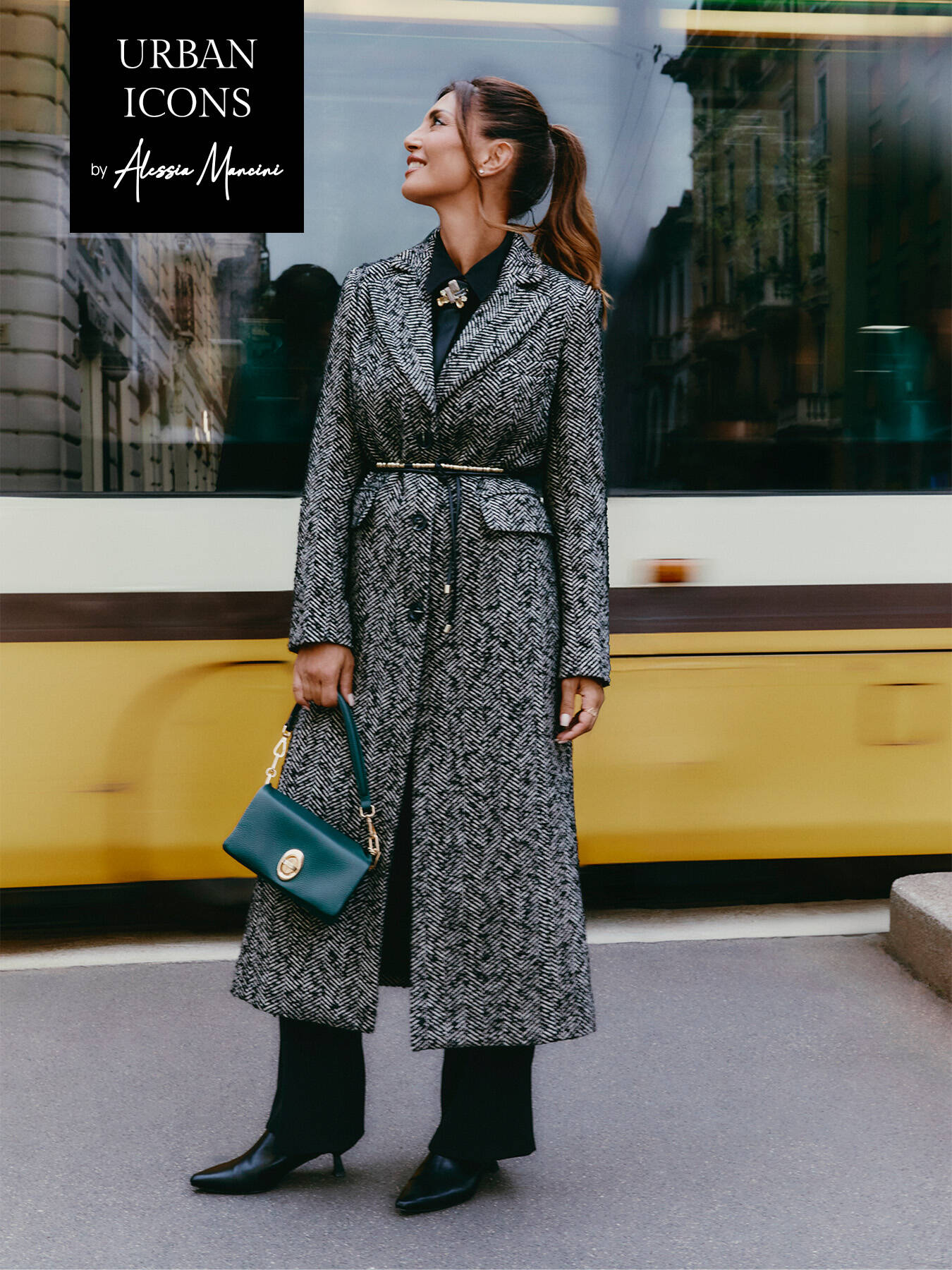 Long herringbone coat image number 0