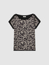 T-shirt bimaterica stampa animalier image number 4