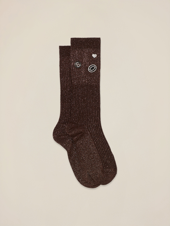 Calzini lurex con applicazioni