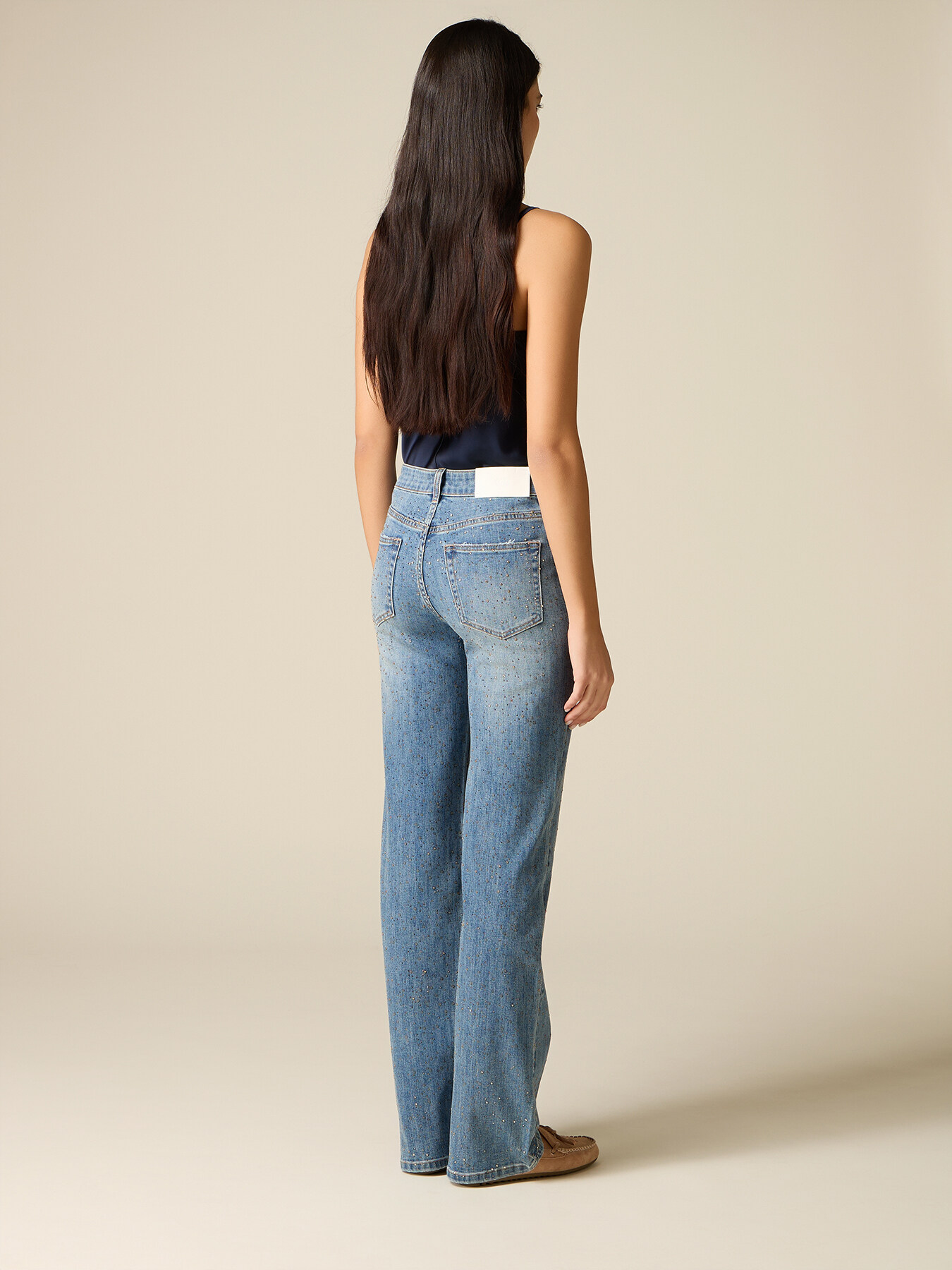 Regular jeans with crystals image number 1