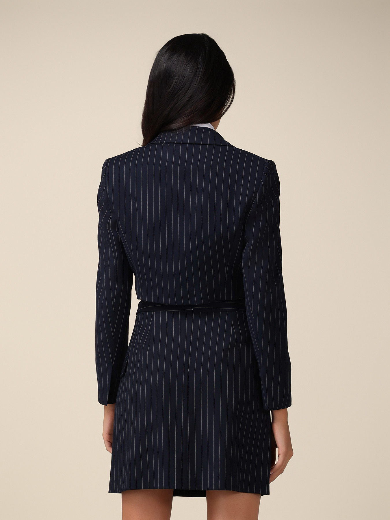 Pinstriped cropped blazer image number 2