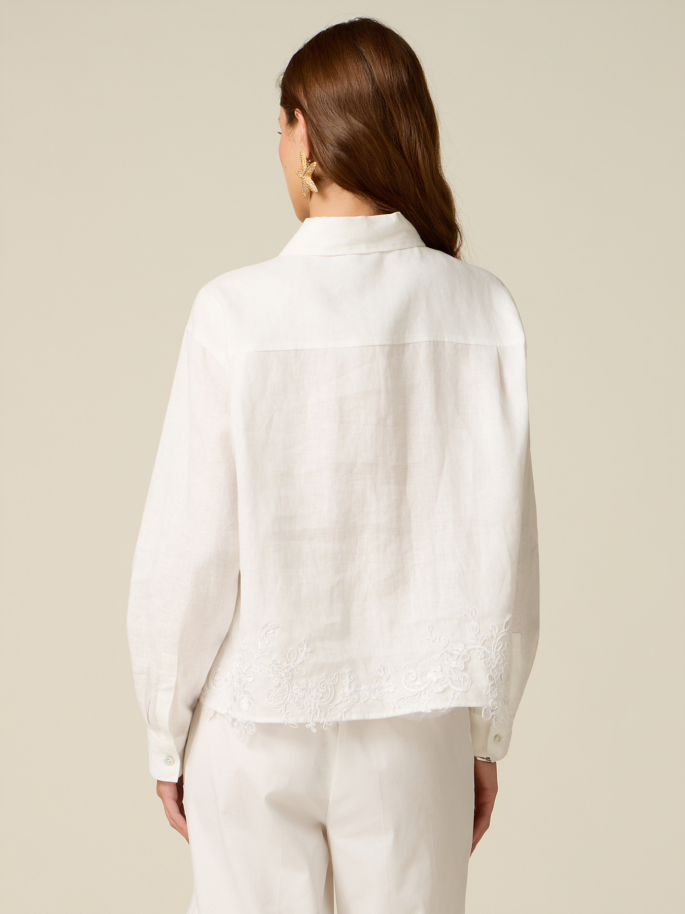 Linen shirt with lace image number 1