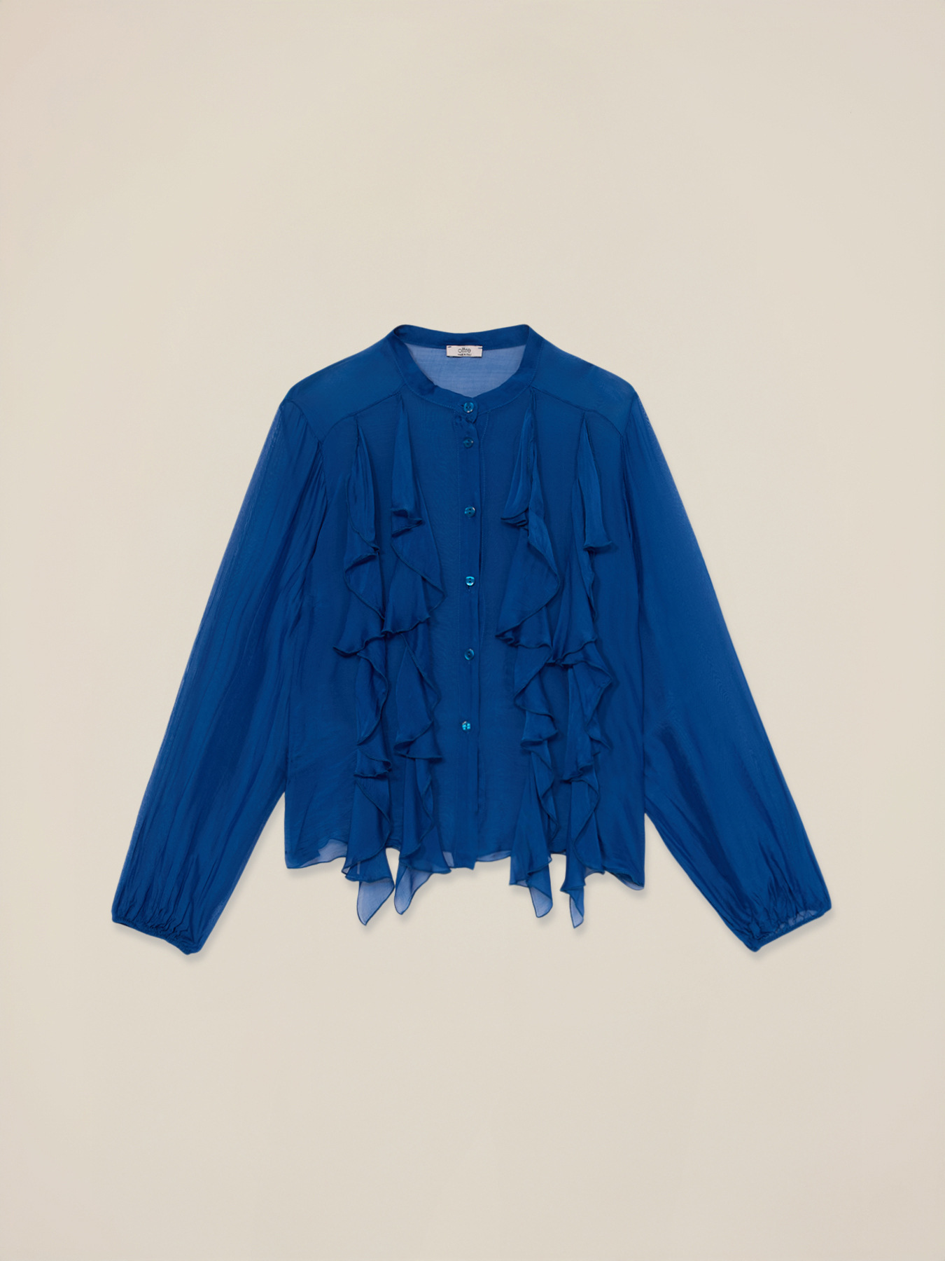 Silk blend shirt with ruffle image number 4