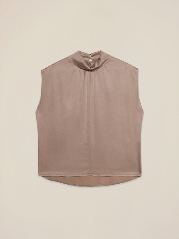 Satin blouse with draped collar