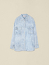 Oversized satin shirt with denim effect image number 3