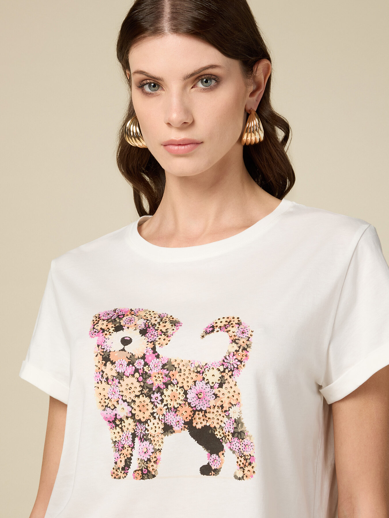 T-Shirt mit Aufdruck und Applikationen image number 2