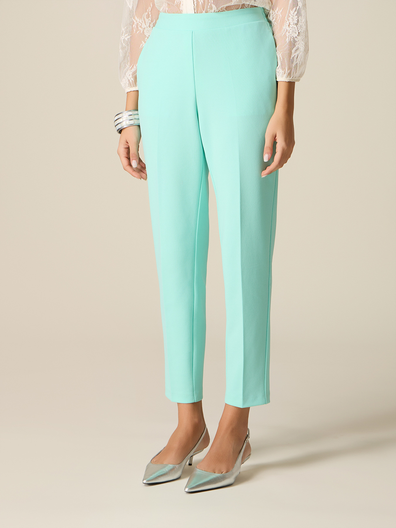 Regular pants in cr&ecirc;pe fabric image number 3