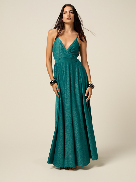 Pleated lurex jersey dress