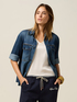 Jeanshemd-Jacke mit Kristallen image number 3